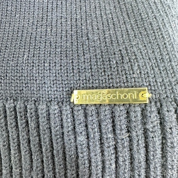 Magaschoni Preppy Collared V Neck Sweater Women's Size S Navy Blue Knit‎ Chic - Picture 4 of 8